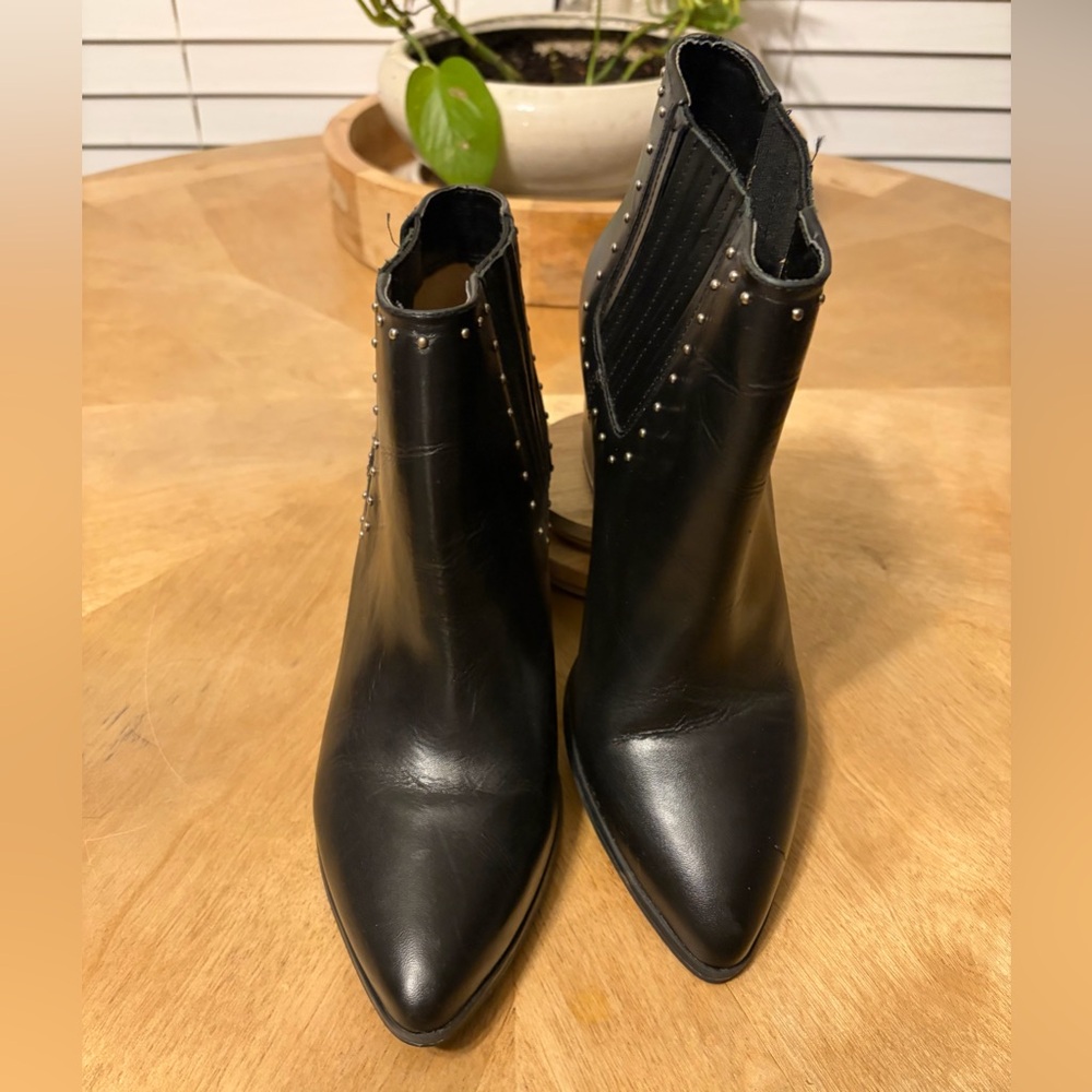 Michael Kors Black Ankle Booties with Stud Accents genuine leather